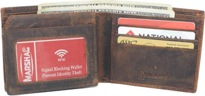 Western Rodeo Bull Wallet For Men - Vintage Cowhide Leather Patriotic Bifold Wallet For Cowboys - Men’s Wallets Bifold RFID Blocking Card Holder Wallet (Brown)-menswallet
