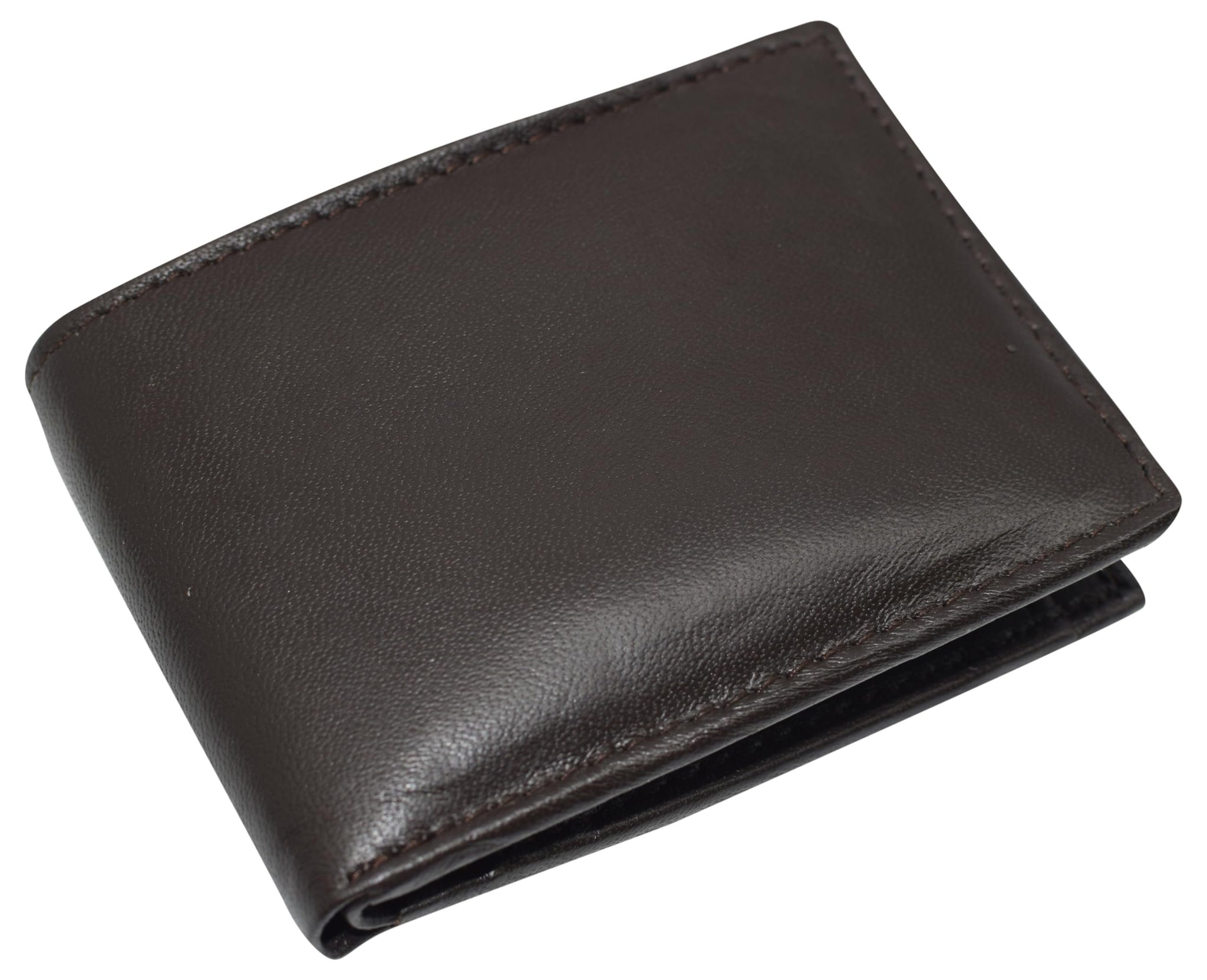 Marshal Kids Slim Genuien Leather Coin Pouch Bifold Compact Wallet (Brown)