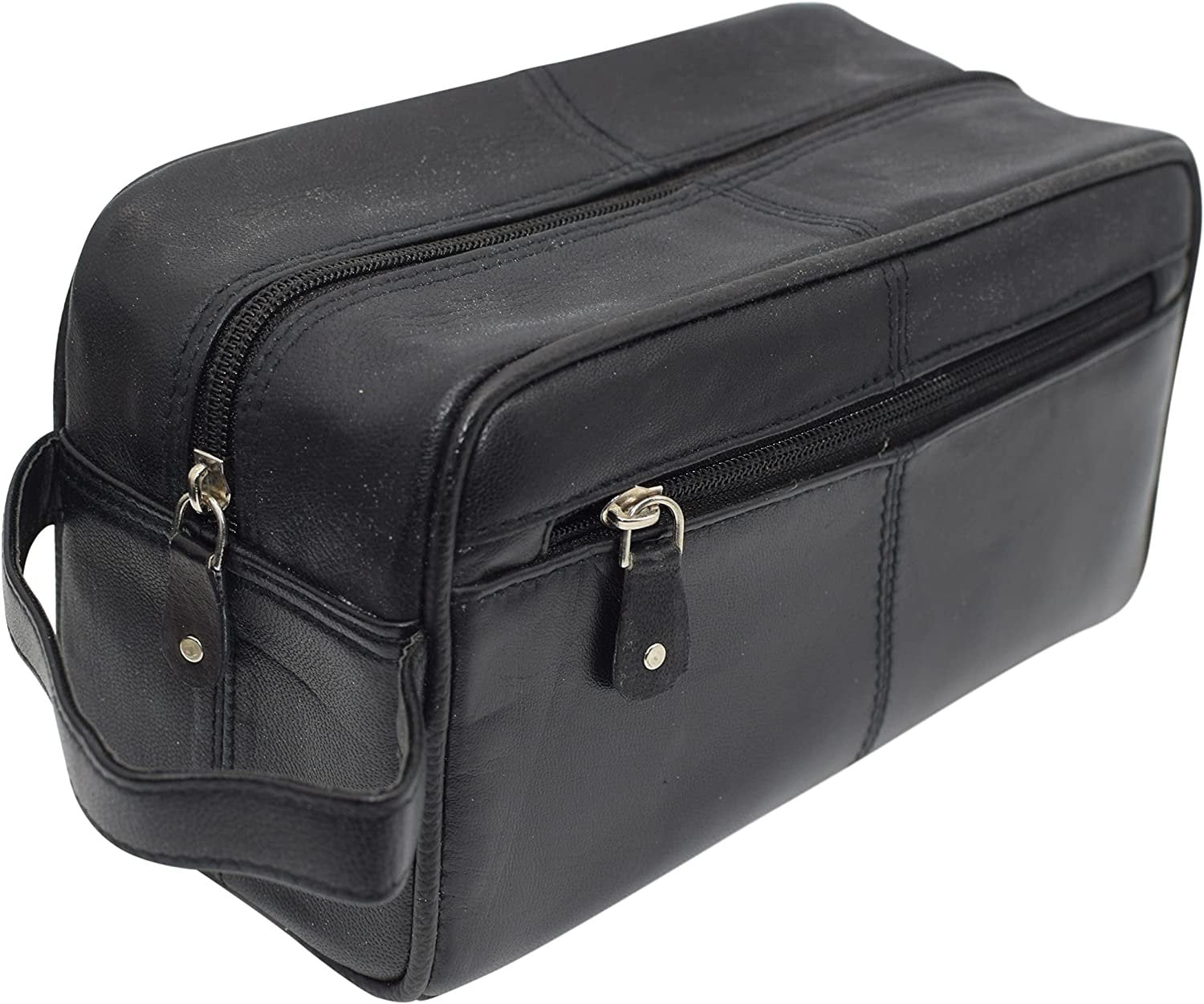 MARSHAL Travel Toiletry Bag Genuine Leather Dopp Kit Travel Organizer For Men Women (Large)