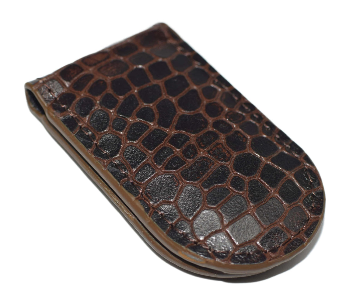 Men's Slim Croco Leather Strong Magnetic Money Clip