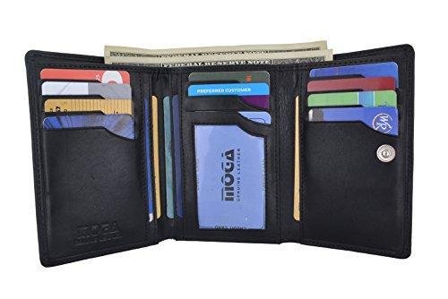 Moga Genuine Leather Women's Trifold Credit Card ID Holder With Coin Zippered Pocket Wallet - wallets for men's at mens wallet