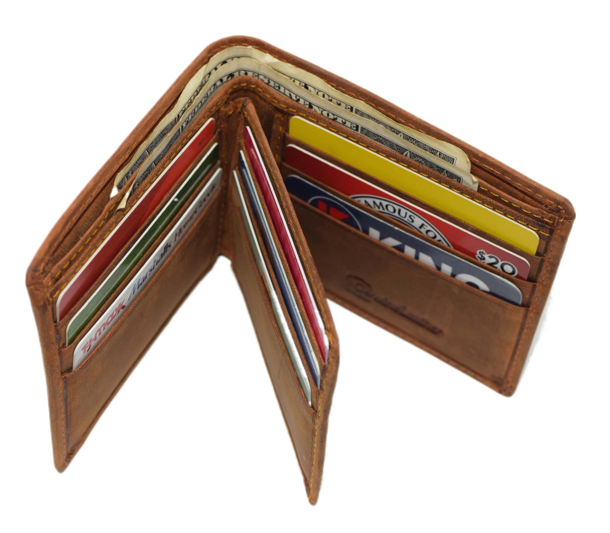 Distressed Vintage Leather Patriot American Flag Wallet -GOD