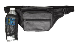 Leather Fanny Pack Waist Bag 6 Pockets Adjustable Belt Strap Travel Purse Pouch-menswallet