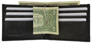 Black Wallet Genuine Leather Slim Bifold Front Pocket for Men-menswallet
