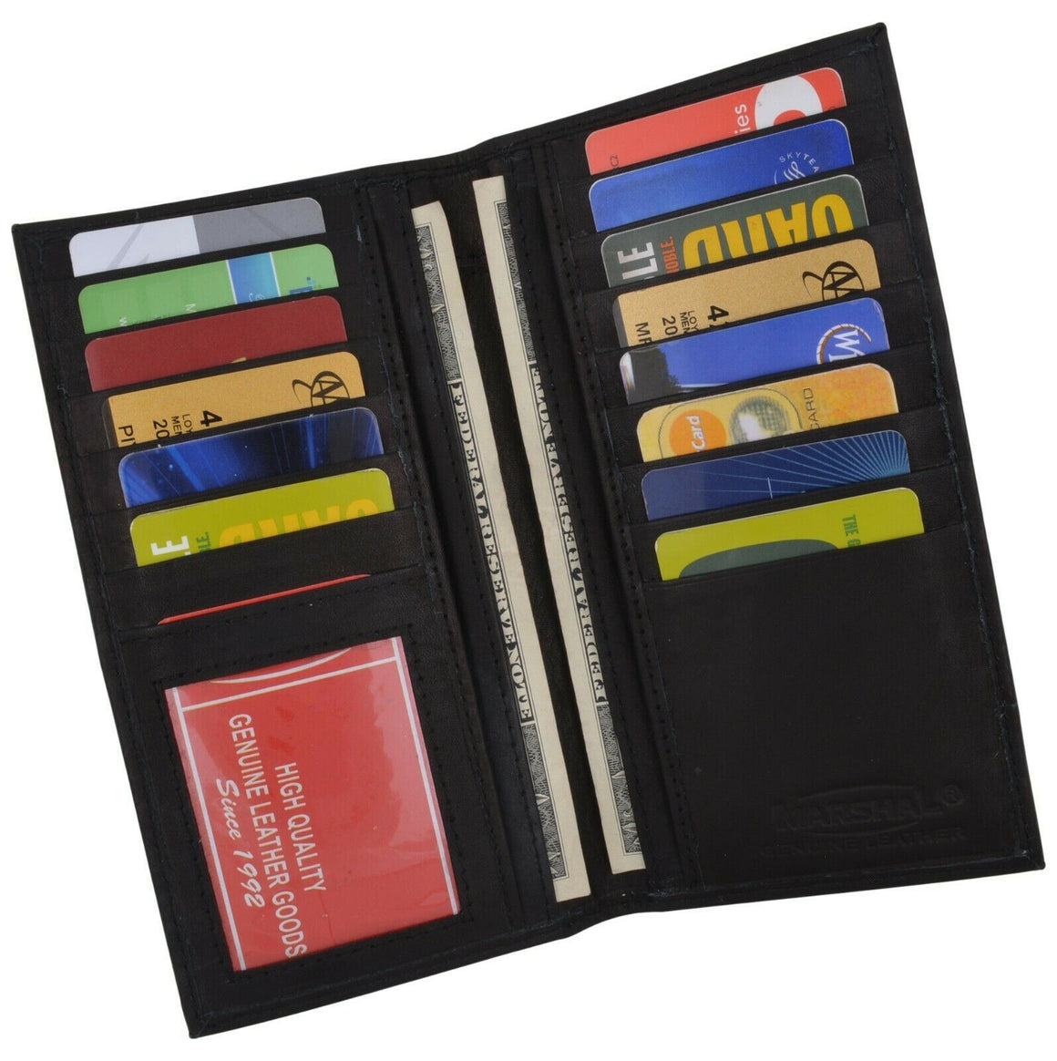 Men Bifold Leather Credit Card Holder Breast Pocket Wallet Slim Purse Checkbook-menswallet