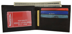 Mens Genuine Leather Wallet Bifold ID Credit Card Holder Window Billfold License-menswallet