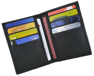 Men's New Thin Black Bifold Genuine Leather Wallet ID Credit Card Money Holder.-menswallet