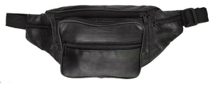 FANNY PACK Black Genuine Leather Waist Bag Travel Purse Hip Belt Carry On Pouch-menswallet