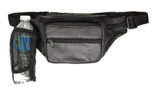FANNY PACK Black Genuine Leather Waist Bag Travel Purse Hip Belt Carry On Pouch-menswallet