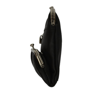 Black Leather Cigarette Smoke Carrying Case Coin Holder Zip Pocket Wallet-menswallet