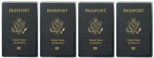 Set of 4 Heavy Duty Clear Vinyl Plastic Passport Cover Holder Travel Family Pack-menswallet