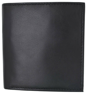 Genuine Leather Men's Bifold Wallet Slim Hipster Cowhide Credit Card New Black-menswallet