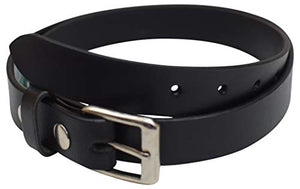 Men's Genuine Full Grain Leather Black Casual Dress Belt with Removable Buckle-menswallet