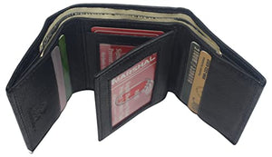 RFID Blocking Genuine Leather Wallet Extra Capacity Classic Trifold Wallet for Men-menswallet