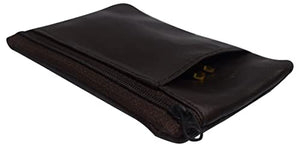 Genuine Leather Brown Zippered Change Purse Wallet with ID Window & Key Ring-menswallet