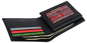 Men's Wallets RFID Blocking Carbon Fiber Leather Bifold Wallet for Men with Flap Up ID Window-menswallet