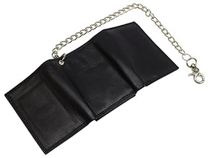 Men's RFID Blocking Premium Leather Chain Trifold Wallet-menswallet