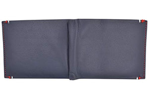 RFID Blocking Bifold Soft Genuine Leather Wallet for Men Slim Thin Design Billfold Navy Blue-menswallet