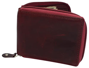 RFID Men's Leather Zipper wallet Zip Around Wallet Bifold Multi Card Holder Purse-menswallet