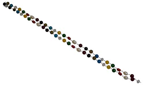 OM SHRI OM Indian Mala Prayer Colorful Gemstone Stone Beads Necklace Jewelry-menswallet
