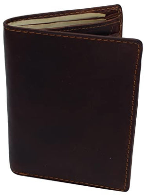 Large RFID Genuine Vintage Leather Card Holder Bifold Trifold Wallet Snap Closure 2 ID Windows for Men-menswallet