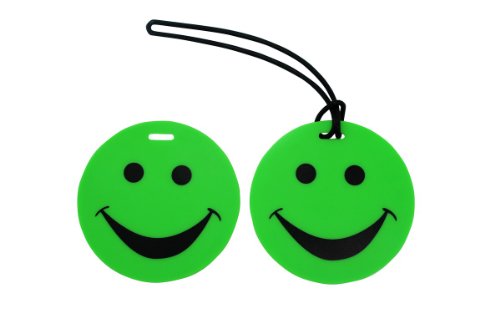 Set of 2 Green Smiley luggage Tag for Travel By Marshal-menswallet