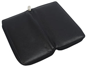 RFID Blocking Genuine Leather Long Bifold Zipper Checkbook Cover Wallet-menswallet