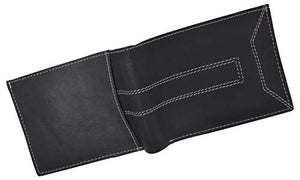 Mens Wallet Genuine Leather Bifold Removable Flap-Up ID Card Holder Black-menswallet