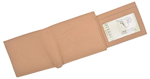 Men's Tan Bifold Soft Leather Credit Card ID Flap Out Wallet - wallets for men's at mens wallet