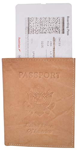 Passport Holder Travel Wallet Leather USA Logo Case Cover - Securely Holds Passport, Business Cards, Credit Cards, Boarding Pass-menswallet
