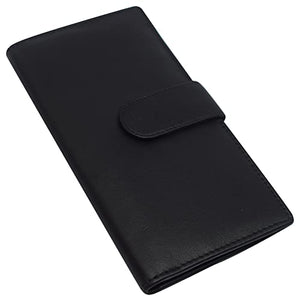 Real Leather Checkbook Cover RFID Wallets For Women Duplicate Check With Snap Closure-menswallet