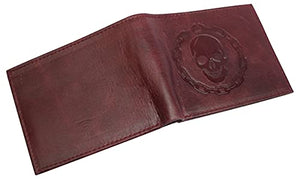 RFID Blocking Chain Skull Men's Bifold Genuine Leather Wallets-menswallet
