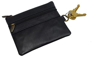Zip ID Case Card Holder Slim Coin Purse Wallet Change Pouch with Key Chain-menswallet