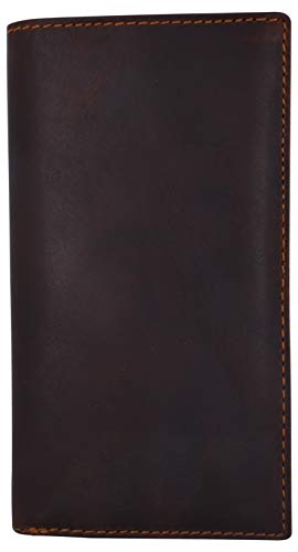 Leather Long Wallets for Men - RFID Blocking Brown Mens Long Wallet & Checkbook Wallet for Men - Rustic Mens Long Wallet-menswallet