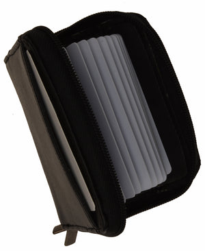 Marshal RFID Genuine Leather Credit card holder accordion Wallet, Black-menswallet