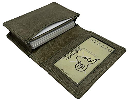 Genuine Leather Business Card Holder Name Card Case Credit Card Wallet with ID Window RFID Blocking USA Series Genuine Leather Business Card Holder Name Card Case Credit Card Wallet with ID Window RFID Blocking USA Series