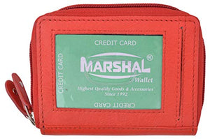 Marshal Leather Double Zippered Accordion Wallet Red-menswallet