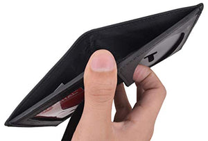 Bi-Fold Badge Holder Wallet, Shield Style with ID Window Leather, Black-menswallet