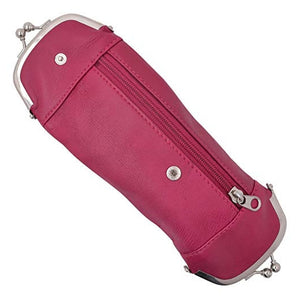 Genuine Leather Cigarette and Lighter Case with Twist Clasp Hot Pink-menswallet