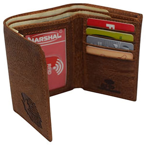 Real Leather Men's RFID Blocking Trifold Wallet with Outside ID Window Logo Gift Wallets for Men-menswallet