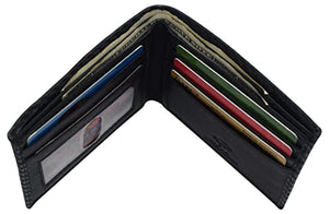 Carbon Fiber Mens Leather Wallet with ID Window Slim RFID Bifold Travel-menswallet