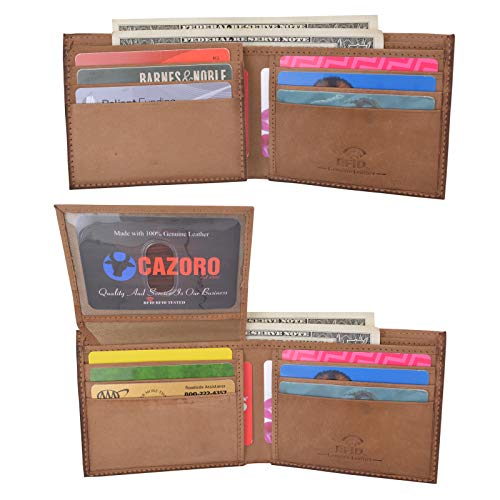 Wallet for Men Hunter Leather RFID Blocking Bifold Passcase Wallet With ID Window