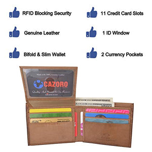 Wallet for Men Hunter Leather RFID Blocking Bifold Passcase Wallet With ID Window-menswallet