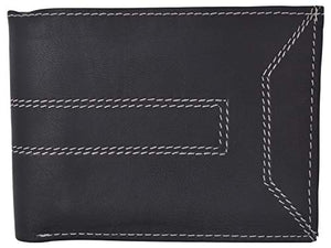 Mens Wallet Genuine Leather Bifold Removable Flap-Up ID Card Holder Black-menswallet