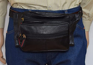 Genuine Leather Concealed Carry Pistol Pouch Ultimate Fanny Pack Holster Waist Pack with RFID Protected Front Pocket-menswallet