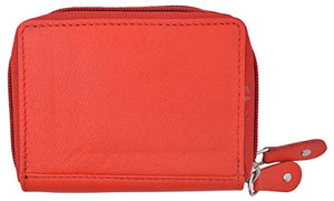 Marshal Leather Double Zippered Accordion Wallet Red-menswallet