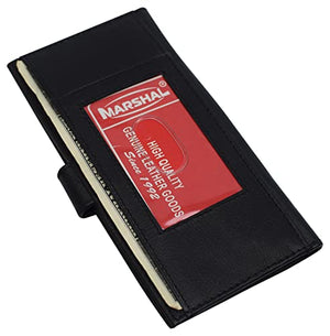 Leather Checkbook Cover Wallet with Snap Closure & Outside ID Window-menswallet