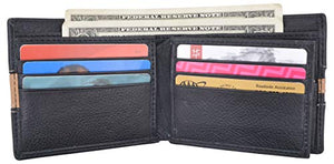 Men's Premium Center Flap Card ID Holder Bifold Wallet With Zipper Coin Pocket-menswallet