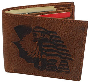 Swiss Marshall RFID Blocking Genuine Leather Men's Bifold Eagle USA Logo Wallet-menswallet