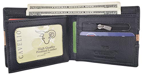 Men's Premium Center Flap Card ID Holder Bifold Wallet With Zipper Coin Pocket - wallets for men's at mens wallet